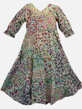 Nwt FUNKY STUFF hippie bo floral tier boho maxi rayon pockets DRESS L